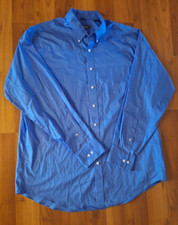 Kenneth Cole Reaction Mens Wrinkle Free Regular Fit LS Blue Shirt XL 17-17.5