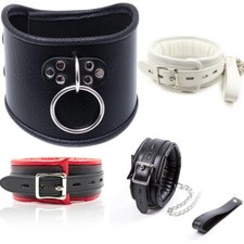 Faux Leather Bondage Neck Collar SM Posture Chain Corset Restraint Slave Cosplay