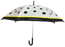 VINTAGE CAROLINA HERRERA WHITE with BLACK POLKA DOTS YELLOW BLACK TRIM NEW OS