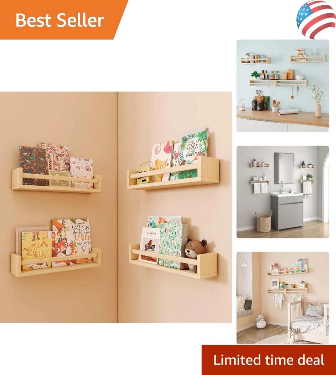 Floating nursery clearance bookshelf
