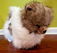 MELISSA  DOUG JUMBO 22" DOG POMERANIAN PLUSH STUFFED WHITE GRAY RARE  CUTE