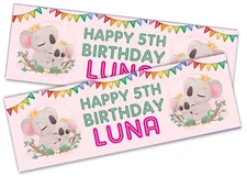  x2 Personalised Birthday Banner Koala Design Kids Party Decoration 495