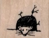 Mouse in Hole 1 x 3/4" Rubber Stamp, Mouse Stamp, Tiny Stamp
