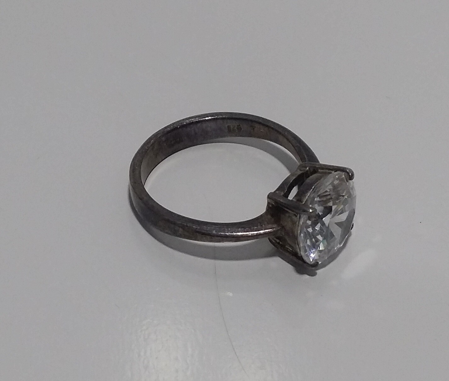 Solid Sterling Silver Round CZ Solitaire Ring Sz … - image 8