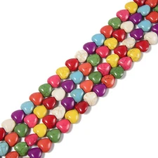 Multi-color Howlite Turquoise Heart Beads Size 8mm 10mm 15.5'' Strand