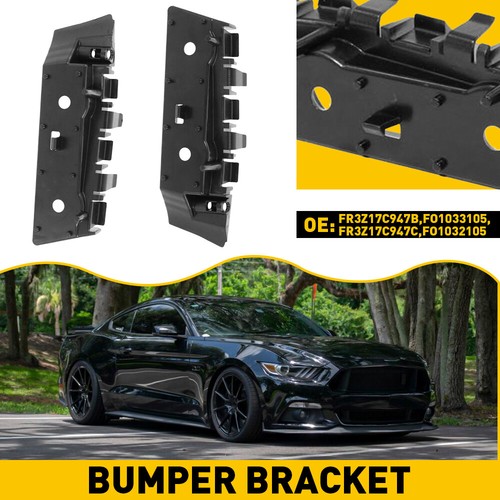 Black LH RH Front Bumper Support Bracket Kit For Ford Mustang 2015 2016 2017 New - Picture 15 of 16