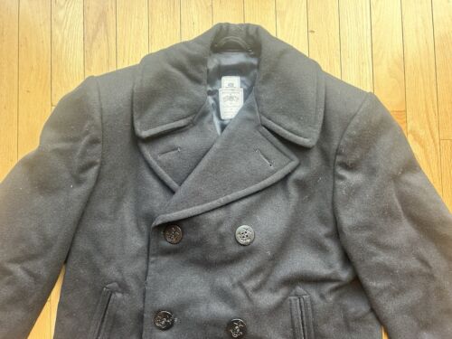 US Navy USN DSCP Sterlingwear Military Naval Kersey Wool Dark Blue Pea Coat 42R - Picture 2 of 7