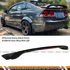 For 06-11 Honda Civic Sedan Gloss Black Rs Style Jdm Trunk Spoiler Wing W Light For 06-11 Honda Civic Sedan Gloss Black Rs Style Jdm Trunk Spoiler Wing W Light