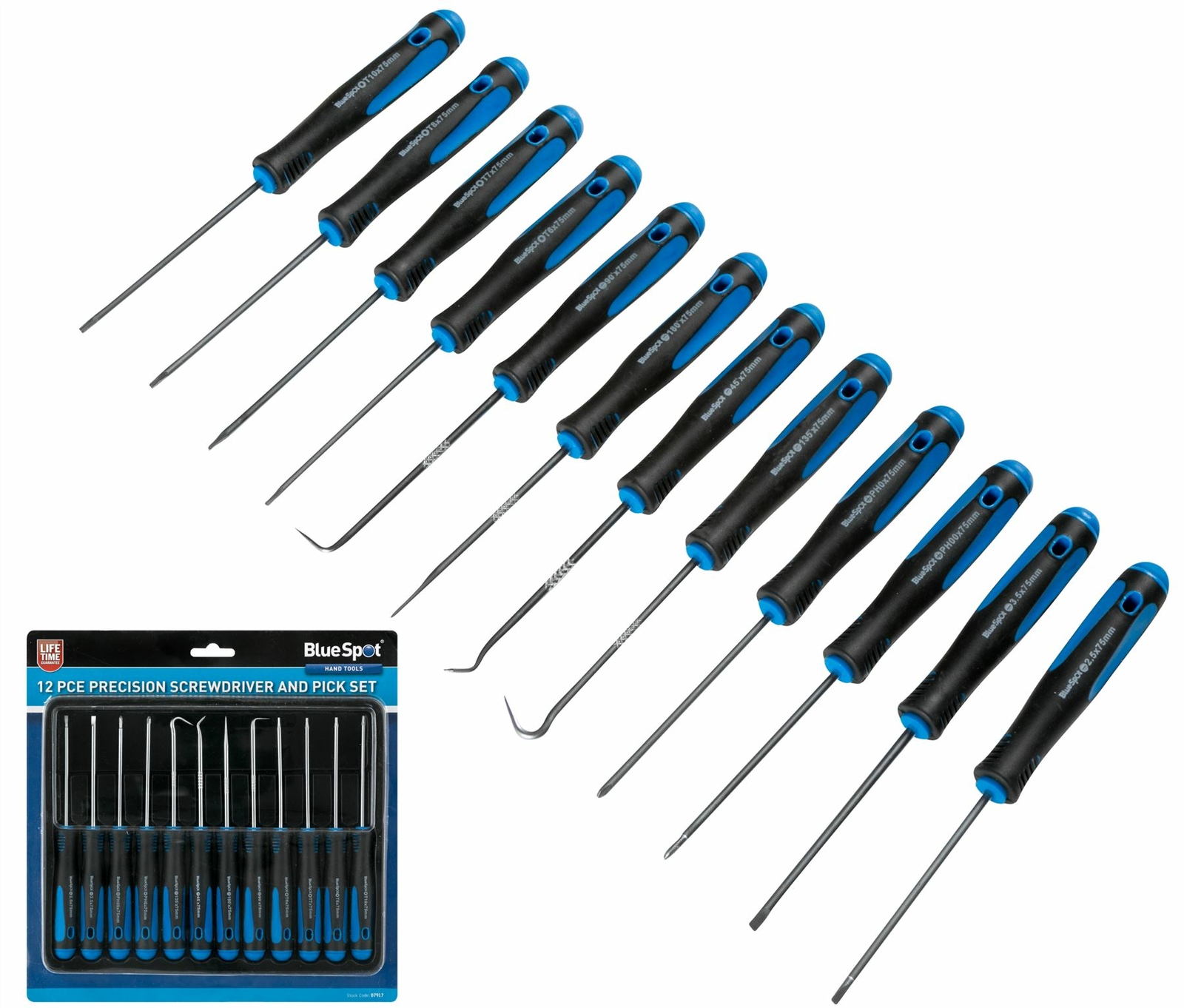 Bluespot 12pc Pick And Hook Set Plus Precision Screwdriver Torx Flat & Phillips - Image 3