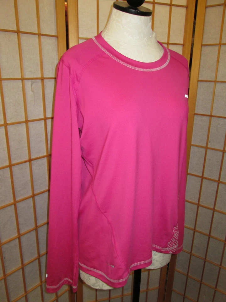 Koppen XL Rosa Tejido Cuello Redondo Manga Larga Top Capa Base Entrenamiento Barbiecore Foto 2 de 4