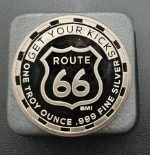 Route 66, Get Your Kicks, 1 troy oz .999 Fine Silver Art Round APMEX
