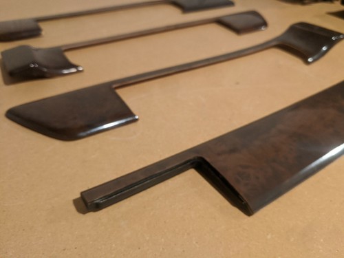 86-91 Mercedes W126 560SEL 420SEL 4 Piece Burl Wood Door Interior Trim Set - Picture 8 of 11