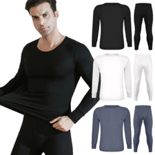 Men's Thermal Underwear Johns Tops and Bottom Set Base Layer for Cold Winter