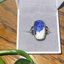 Sodalite Triple Band Solud Sterling 925 ring Size 7