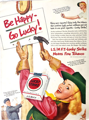 Cowgirl Lucky Strike Vintage 1950 Magazine Ad Art Print Luckies Cigarette