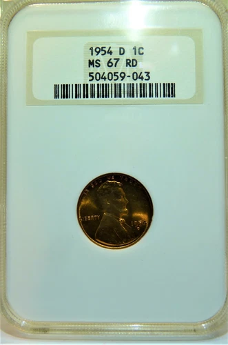 1954 D Lincoln Wheat Penny Cent NGC Certified MS 67 RD Red - FREE PRIORITY SHIP