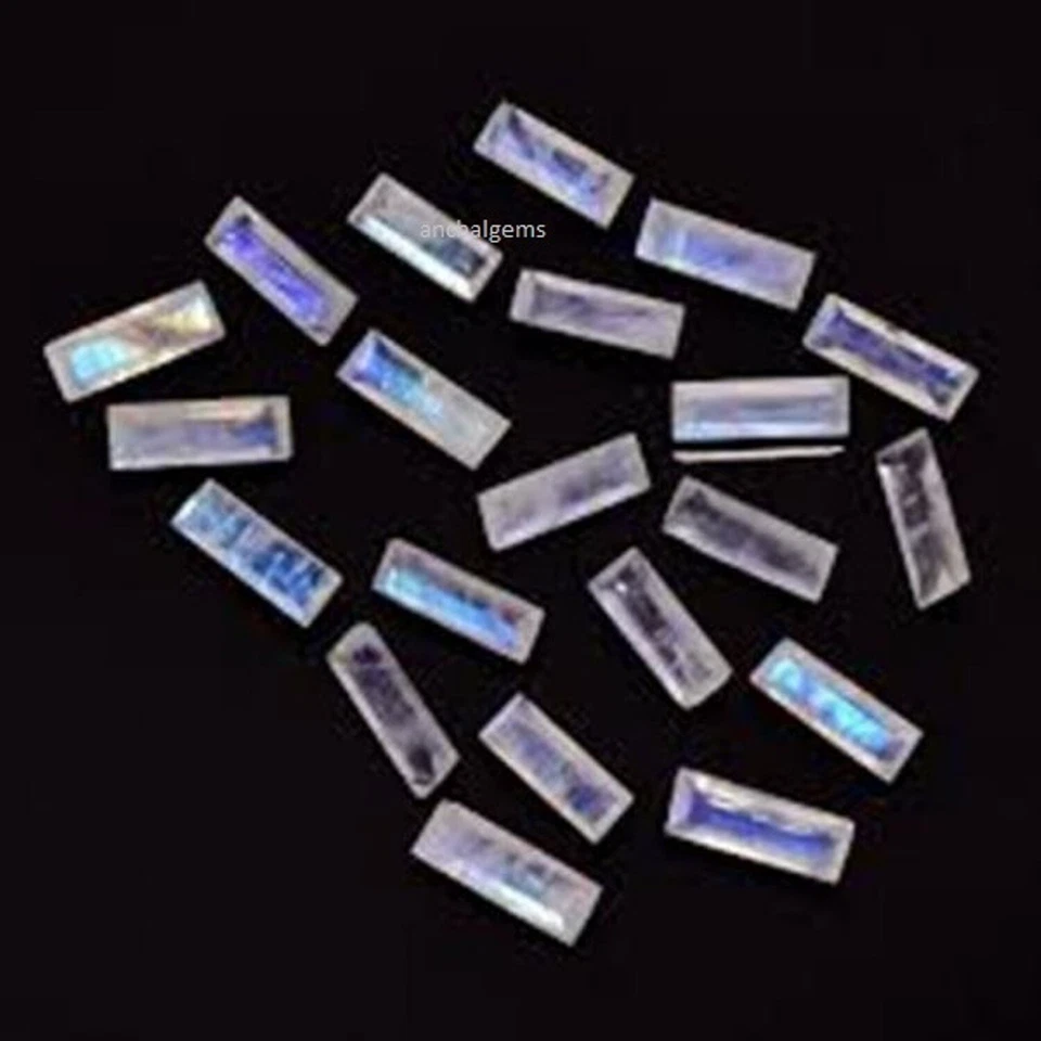 6X3MM-20X10MM NATURAL RAINBOW MOONSTONE BAGUETTE CUT FACETED LOOSE GEMSTONE - image 2 of 3