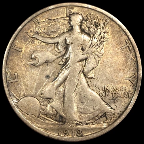 1918-D Walking Liberty Half Dollar VF+ Very Fine Cleaned Better Date 50C A484