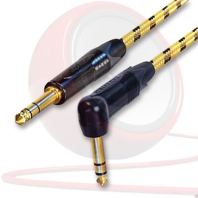 Sommer Yellow Vintage Balanced Lead - Neutrik Gold Jack to Right Angle jack