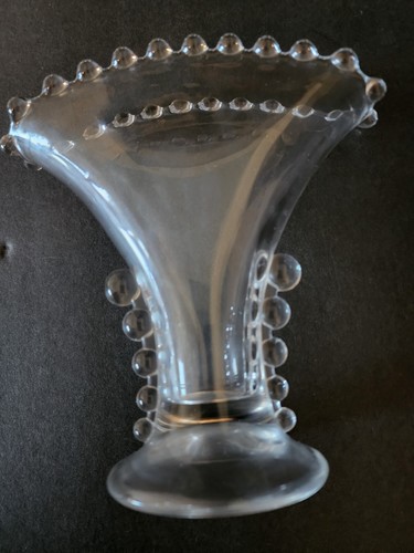 Vintage Candlewick Beaded Clear Glass Fan Vase 6" x 6" #400/287F Imperial Glass - Picture 3 of 9