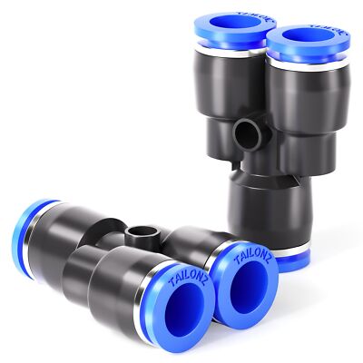 Blue 1/4 Inch Od Y Spliter Plastic Push To Connect Fittings 3 Ways Tube Connect 