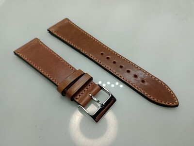 New Watchgecko 22mm Premium Brown Handmade Genuine Leather Watch Strap  6A148 UK