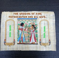 Genuine Hand Painted Egyptian Art on Papyrus Egypt 12"× 17" we write your name.