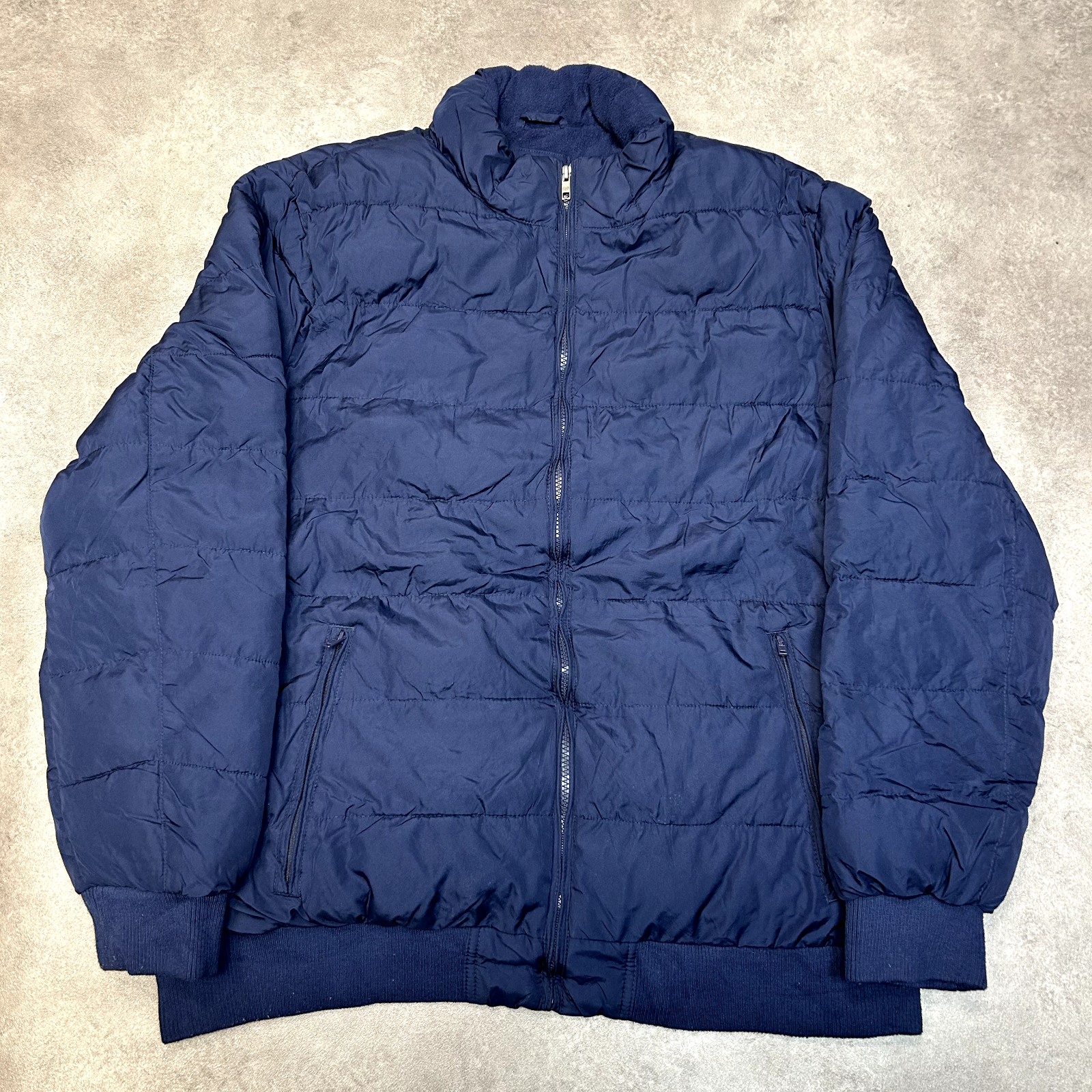GAP Mens XL Navy Vintage Puffer Jacket Full Zip Padded Bomber Coat-image