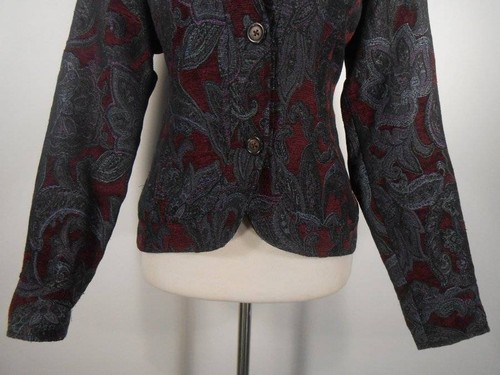 Beautiful Women's Small Coldwater Creek Purple Floral Tapestry LS Blazer Jacket - Picture 3 of 5