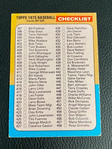1975 Topps Baseball U Choose Singles Checklists - Picture 6 of 27