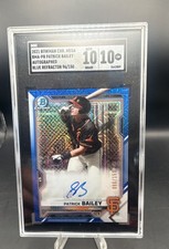 2021 Bowman - Mega Box Chrome Mojo Autographs Patrick Bailey Blue Refractor /150