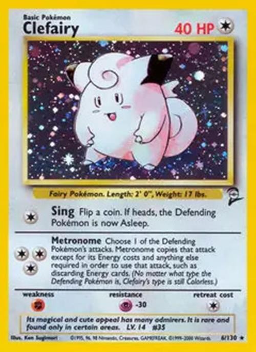 Clefairy - 6/130 - Pokemon Base Set 2 Holo Rare Card WOTC NM