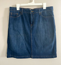 L.L.Bean Favorite Fit Straight Dark Blue Denim Skirt Size 14R