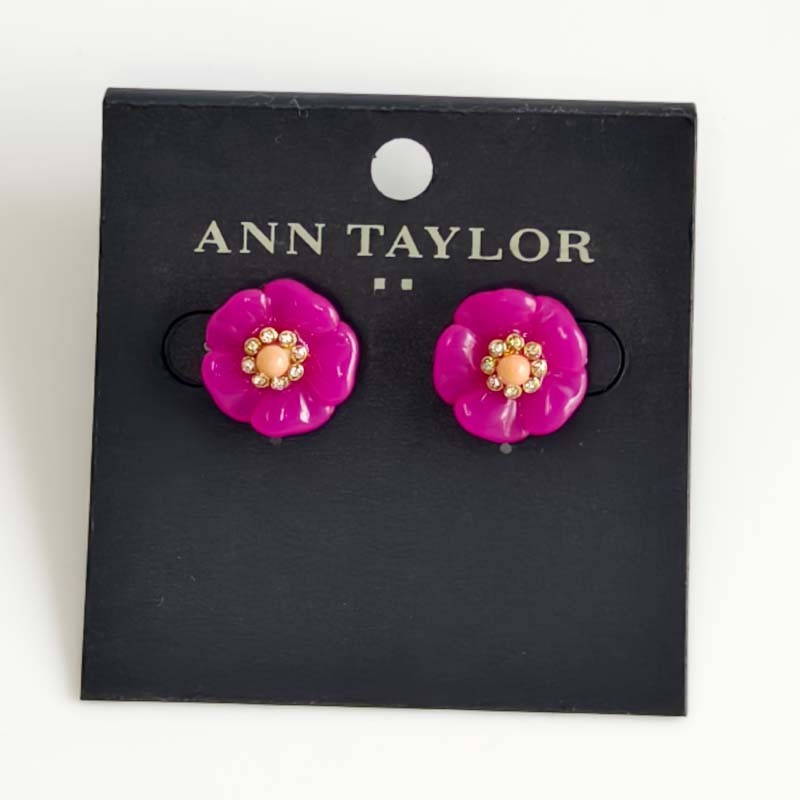 Aretes con flores de resina Ann Taylor de 15 mm regalo elegantes mujeres fiesta vacaciones joyería