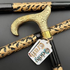 Handmade Brass Derby Floral Handle Antique Cane Victorian Wooden Walking Stick