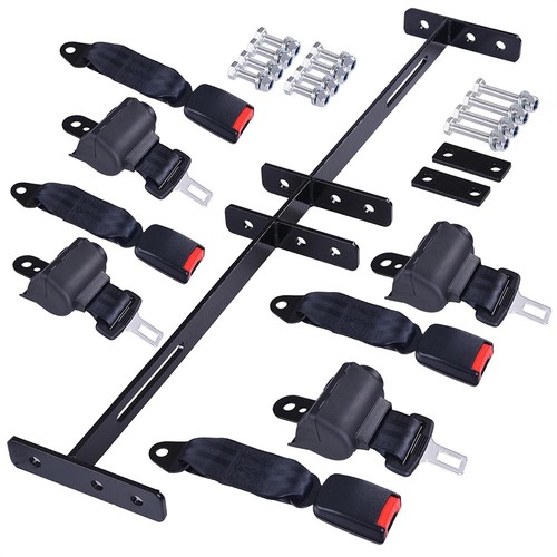 Universal Golf Cart Retractable 4 Seat Belts Mounting Bracket Kit Set Club Car - Picture 1 of 8