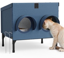 Outdoor Cat Feeding Shelter for Feral  Stray Cats, Insulated Dining Room wit...