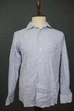 Eton Blue Check Cotton Collared Long Sleeve Formal Button-Up Dress Shirt Size 42