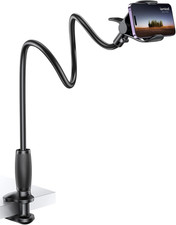 Gooseneck Phone Holder for Bed - Upgraded Stable Clip for Desk, Headboard, Bed