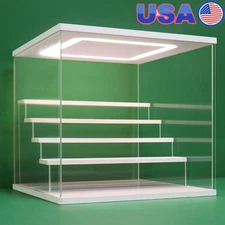 LED Acrylic Display Case 5 Tier Showcase Figures Dolls Jewelry Collectibles New