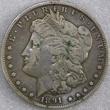 1891-CC Morgan Dollar : Very Fine  VF  Details #405