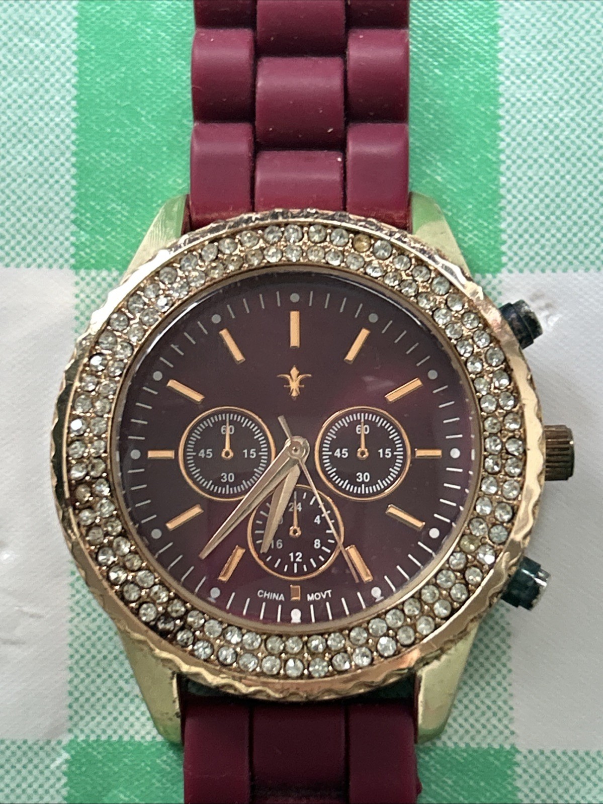 Rose Gold Tone Maroon Dial And Band Women’s Quartz Watch