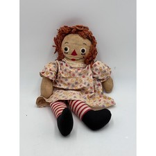 Vintage Georgene Novelties Raggedy Ann Cloth Doll I Love You Heart Floral Dress
