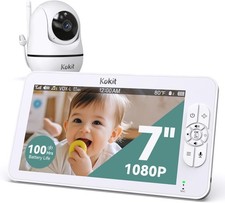 7" 1080P Full HD Dual Camera Baby Monitor, 100-Hour Battery, Pan-Tilt