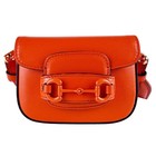 Auth GUCCI Horsebit 1955 Shoulder Bag Orange Leather/Goldtone - z10276