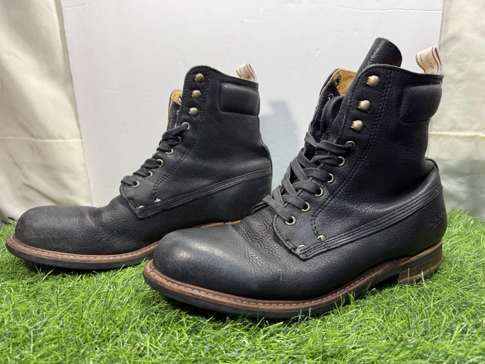 Botas masculinas desgastadas de couro pebbled preto rag & bone Kent feitas nos EUA - Imagem 4 de 4