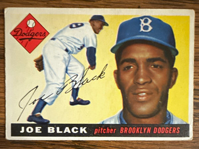 1955 Topps Joe Black #156 Brooklyn Dodgers Baseball Card VG+  & No Creases