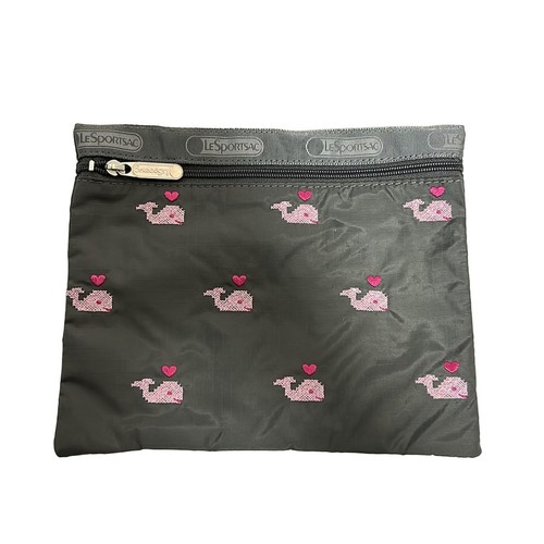 Auth LESPORTSAC - Dark Gray Light Pink Pink Respo Nylon Handbag - Picture 9 of 9