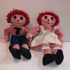 Vintage Handmade Raggedy Ann  Andy Dolls 20  Set Button Eyes