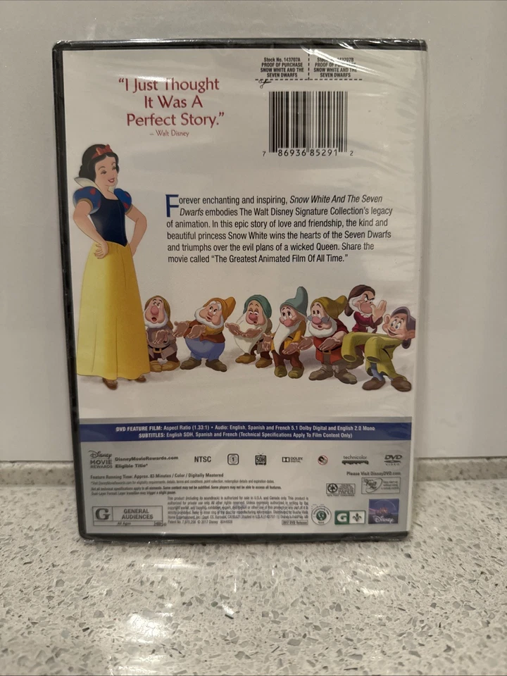 Snow White & The Seven Dwarfs Disney DVD 2017  New The Signature Collection - Image 2 of 4